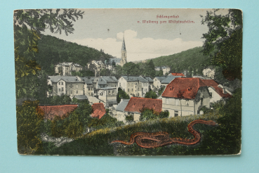 Ansichtskarte AK Schlangenbad 1907 Waldweg zum Wilhelmsfelsen Schlange Gebäude Kirche Architektur Ortsansicht Hessen